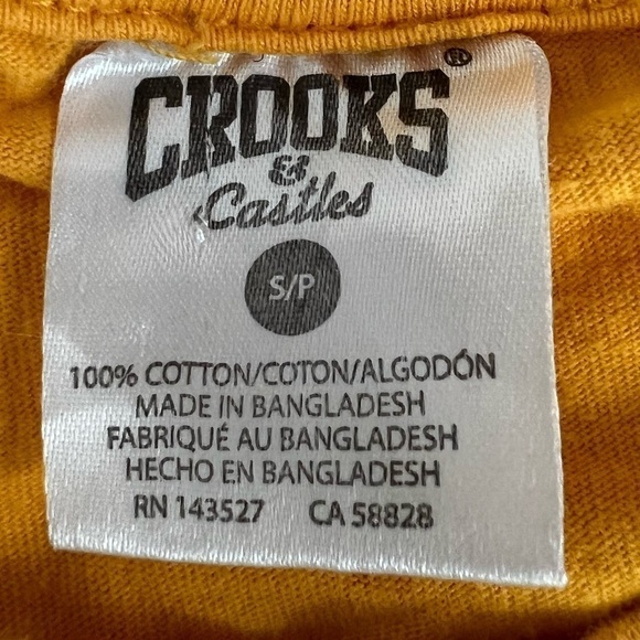 CROOKS & Castles Yellow Teen Men’s Small Preloved T-Shirt, Good Condition - Picture 5 of 8